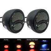 2Pcs Vintage Duolamp LED Tail Light 12V Rear Stop Indicator with Turn Signals and License Plate Lamp Smoke Lens Universal for Ford Model A Hot Street Rat Rod Classic Custom Cars Trucks