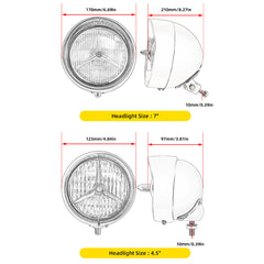 Tri Bar Bullet Style Chrome Headligh With Visor
