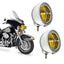 4.5" Motorcycle Auxiliary Lights Motorcycle Fog Lights Led Kit Passing Lamps Spotlights & Housing Bucket with Turbine Lens for Harley Honda Kawasaki Suzuki Yamaha Cruiser(Yellow)