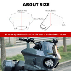 Front 9" Windshield Motorcycle Low Rider ST Windscreen For Harley Softail Low Rider ST/FXLRST 2023+&El Diablo FXRST 2022-2024