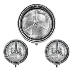 Tri Bar Bullet Style Chrome Headligh With Visor