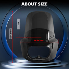 Fat Bob Windshield 15" Windscreen Dyna Fat Bob Motorcycle Double Lamp Fairing Only For Harley Dyna Fat Bob FXDF 2008-2017
