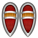 2Pcs Tear Drop LED Tail Light 12V Rear Stop Indicator with Turn Signals for 1938 1939 Lincoln Zephyr Ford Hot Rod Classic Custom Cars Trucks