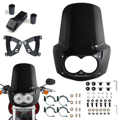 Fat Bob Windshield 15" Windscreen Dyna Fat Bob Motorcycle Double Lamp Fairing Only For Harley Dyna Fat Bob FXDF 2008-2017