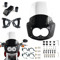 Fat Bob Windshield 15" Windscreen Dyna Fat Bob Motorcycle Double Lamp Fairing Only For Harley Dyna Fat Bob FXDF 2008-2017