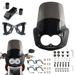 Fat Bob Windshield 15" Windscreen Dyna Fat Bob Motorcycle Double Lamp Fairing Only For Harley Dyna Fat Bob FXDF 2008-2017