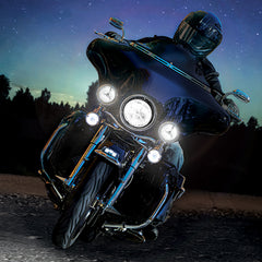 Tri Bar Bullet Style Chrome Headligh With Visor