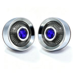 2" Blue Dot Turn Signal Light Lens Cover for Harley Softail Street Road Glide Fat Boy Sportster Dyna Deluxe 2PCS Replacement Tail Light Caps Clip On Chromed Aluminum Bezel