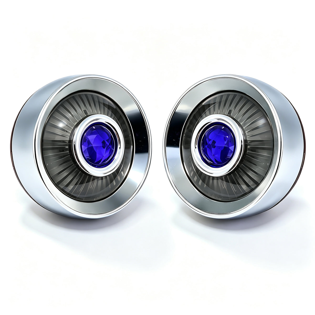 2" Blue Dot Turn Signal Light Lens Cover for Harley Softail Street Road Glide Fat Boy Sportster Dyna Deluxe 2PCS Replacement Tail Light Caps Clip On Chromed Aluminum Bezel