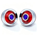 2" Blue Dot Turn Signal Light Lens Cover for Harley Softail Street Road Glide Fat Boy Sportster Dyna Deluxe 2PCS Replacement Tail Light Caps Clip On Chromed Aluminum Bezel
