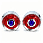 2" Blue Dot Turn Signal Light Lens Cover for Harley Softail Street Road Glide Fat Boy Sportster Dyna Deluxe 2PCS Replacement Tail Light Caps Clip On Chromed Aluminum Bezel