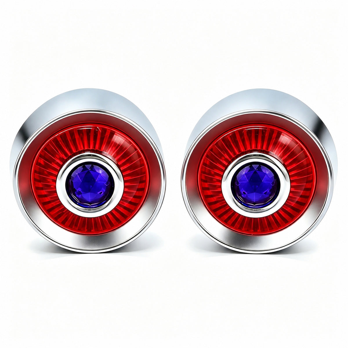 2" Blue Dot Turn Signal Light Lens Cover for Harley Softail Street Road Glide Fat Boy Sportster Dyna Deluxe 2PCS Replacement Tail Light Caps Clip On Chromed Aluminum Bezel