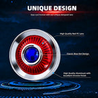 2" Blue Dot Turn Signal Light Lens Cover for Harley Softail Street Road Glide Fat Boy Sportster Dyna Deluxe 2PCS Replacement Tail Light Caps Clip On Chromed Aluminum Bezel