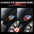 2" Blue Dot Turn Signal Light Lens Cover for Harley Softail Street Road Glide Fat Boy Sportster Dyna Deluxe 2PCS Replacement Tail Light Caps Clip On Chromed Aluminum Bezel