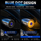 2" Blue Dot Turn Signal Light Lens Cover for Harley Softail Street Road Glide Fat Boy Sportster Dyna Deluxe 2PCS Replacement Tail Light Caps Clip On Chromed Aluminum Bezel