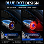 2" Blue Dot Turn Signal Light Lens Cover for Harley Softail Street Road Glide Fat Boy Sportster Dyna Deluxe 2PCS Replacement Tail Light Caps Clip On Chromed Aluminum Bezel