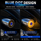2" Blue Dot Turn Signal Light Lens Cover for Harley Softail Street Road Glide Fat Boy Sportster Dyna Deluxe 2PCS Replacement Tail Light Caps Clip On Chromed Aluminum Bezel