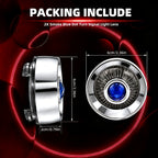 2" Blue Dot Turn Signal Light Lens Cover for Harley Softail Street Road Glide Fat Boy Sportster Dyna Deluxe 2PCS Replacement Tail Light Caps Clip On Chromed Aluminum Bezel