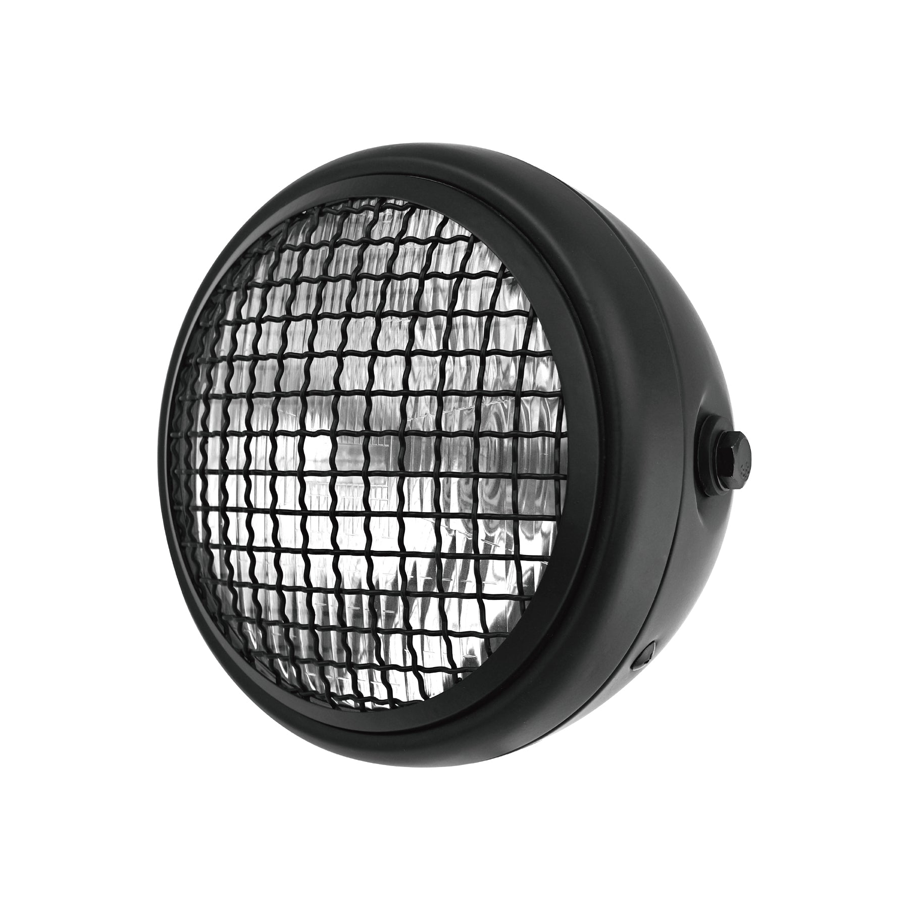 Round Vintage Cafe Racer 7" Headlight with Mesh Grill Protector Guards Secondary image