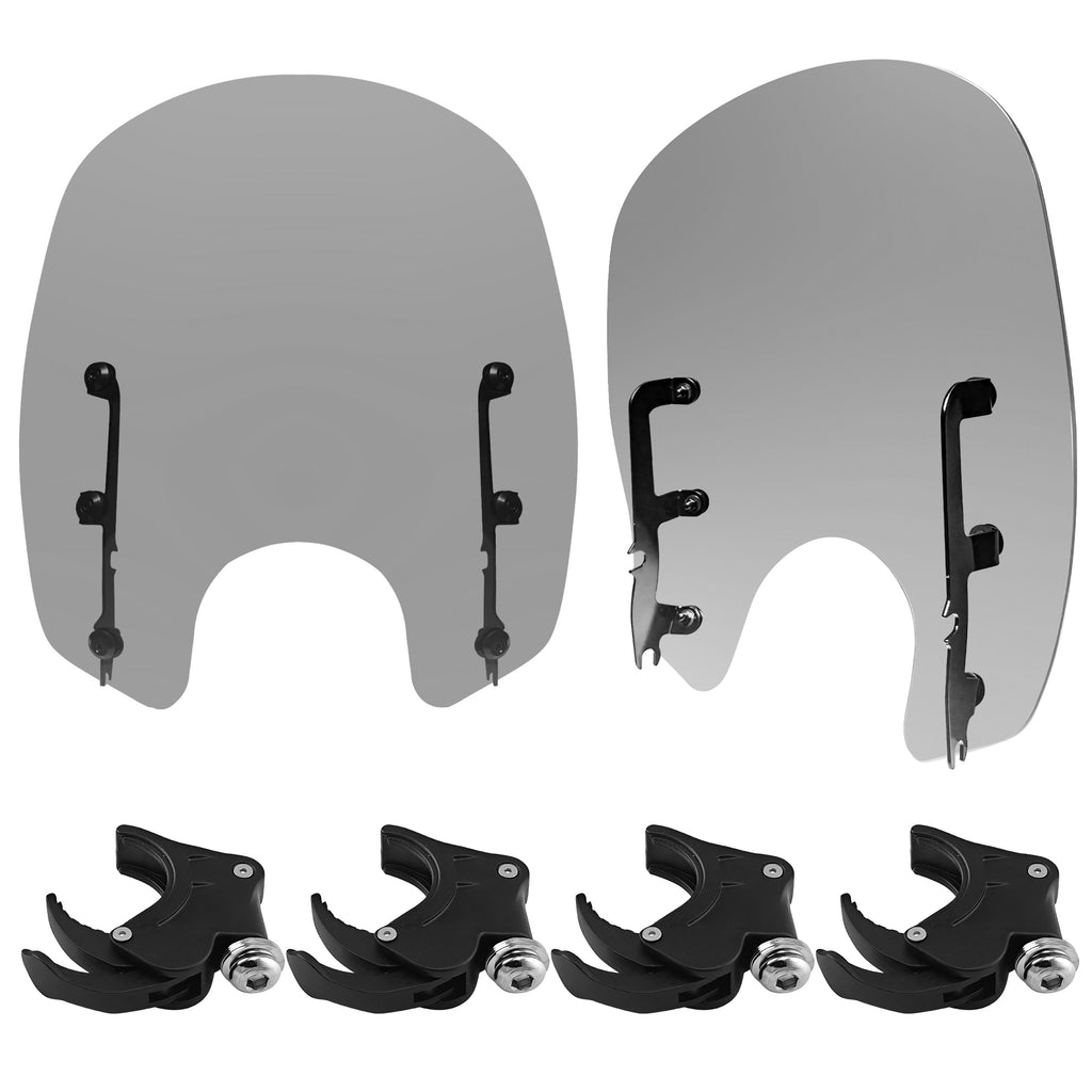 15" Motorcycle Windshield with 4 Quick-Release Fork Clamps, Smoke Windscreen Deflector for Harley Softail Street Bob FXBB FXBBS Standard FXST Low Rider FXLR, Dyna FXD FXDB FXDL FXDC FXCW