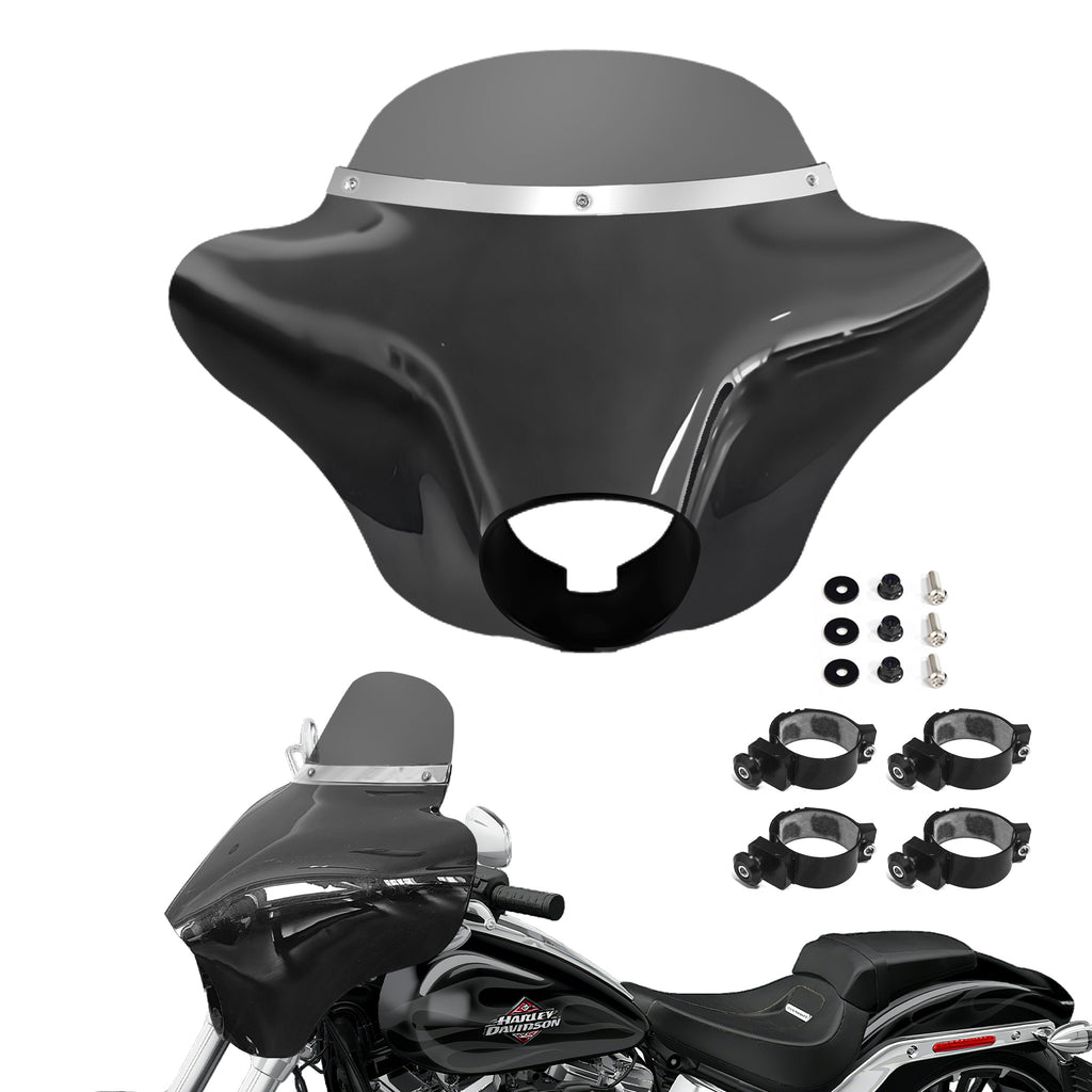 Motorcycle Batwing Fairing Windshield W/6"Smoke Windscreen For Harley Street Bob FXBB 2006-2022