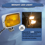 Motorcycle LED Square Headlight With Visor Bottom Mount - Chrome Headlamp Universal Fit Harley Chopper Suzuki Kawasaki