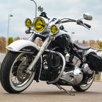 4.5" Motorcycle Auxiliary Lights Motorcycle Fog Lights Led Kit Passing Lamps Spotlights & Housing Bucket with Tri Bar Visor for Harley Honda Kawasaki Suzuki Yamaha Cruiser