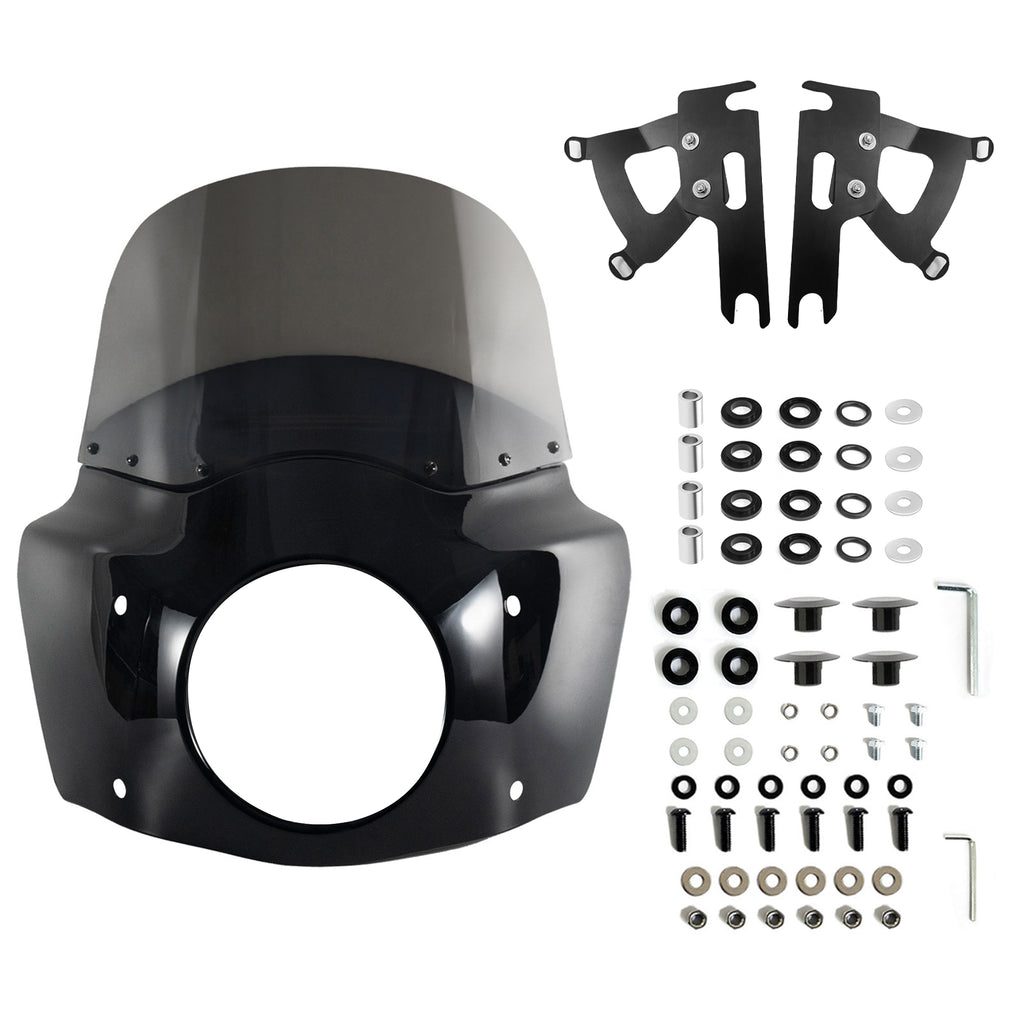 Fat Boy 11" 15" Windshield Road Warrior Fairing Air Deflector Fit 7" Headlight For Harley Fat Boy FLSTF 2000-2017