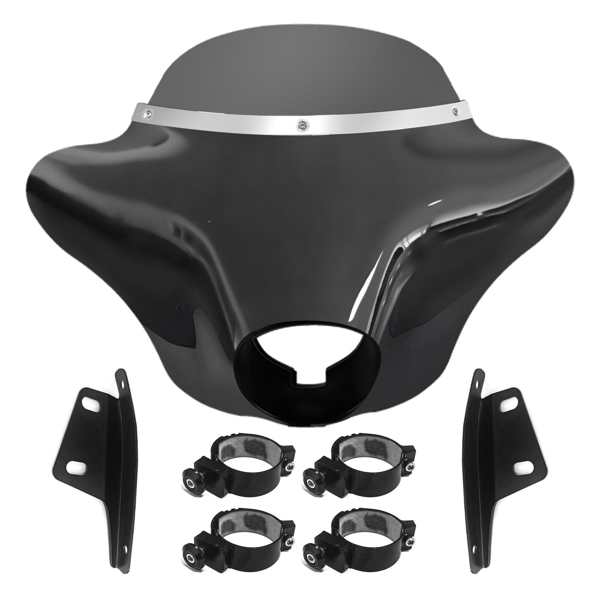 Motorcycle Batwing Fairing Windshield W/6"Smoke Windscreen For Harley Street Bob FXBB 2006-2022 Main image