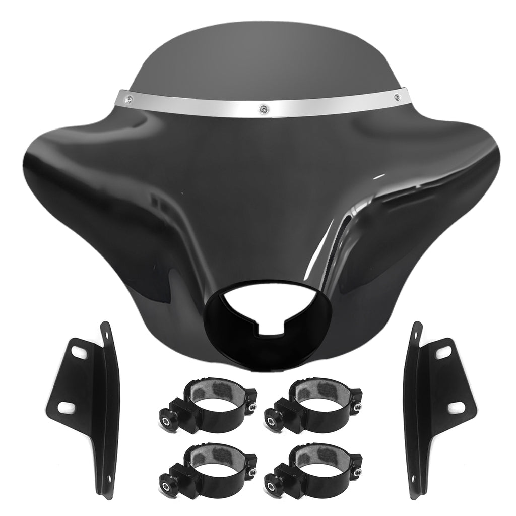 Motorcycle Batwing Fairing Windshield W/6"Smoke Windscreen For Harley Street Bob FXBB 2006-2022