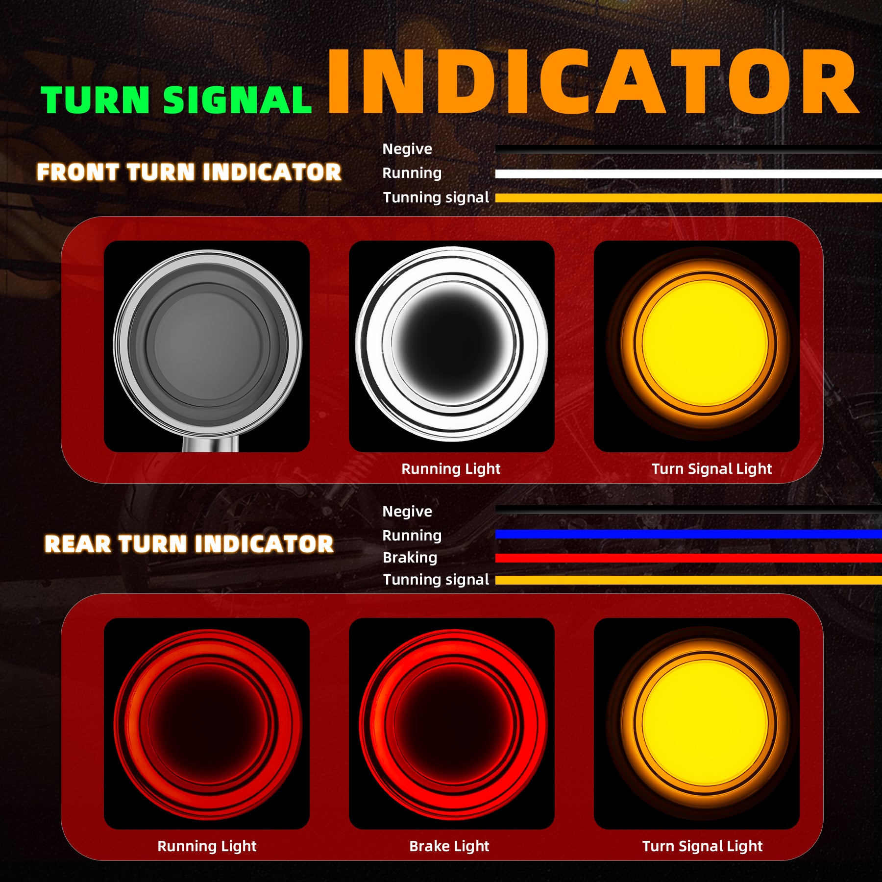 Motorcycle LED Bullet Turn Signals Front Rear Indicator
