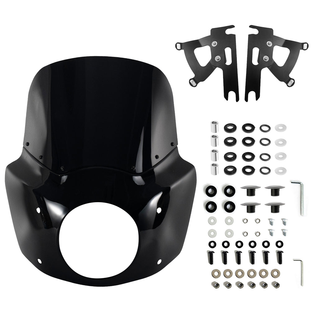 Fat Boy 11" 15" Windshield Road Warrior Fairing Air Deflector Fit 7" Headlight For Harley Fat Boy FLSTF 2000-2017