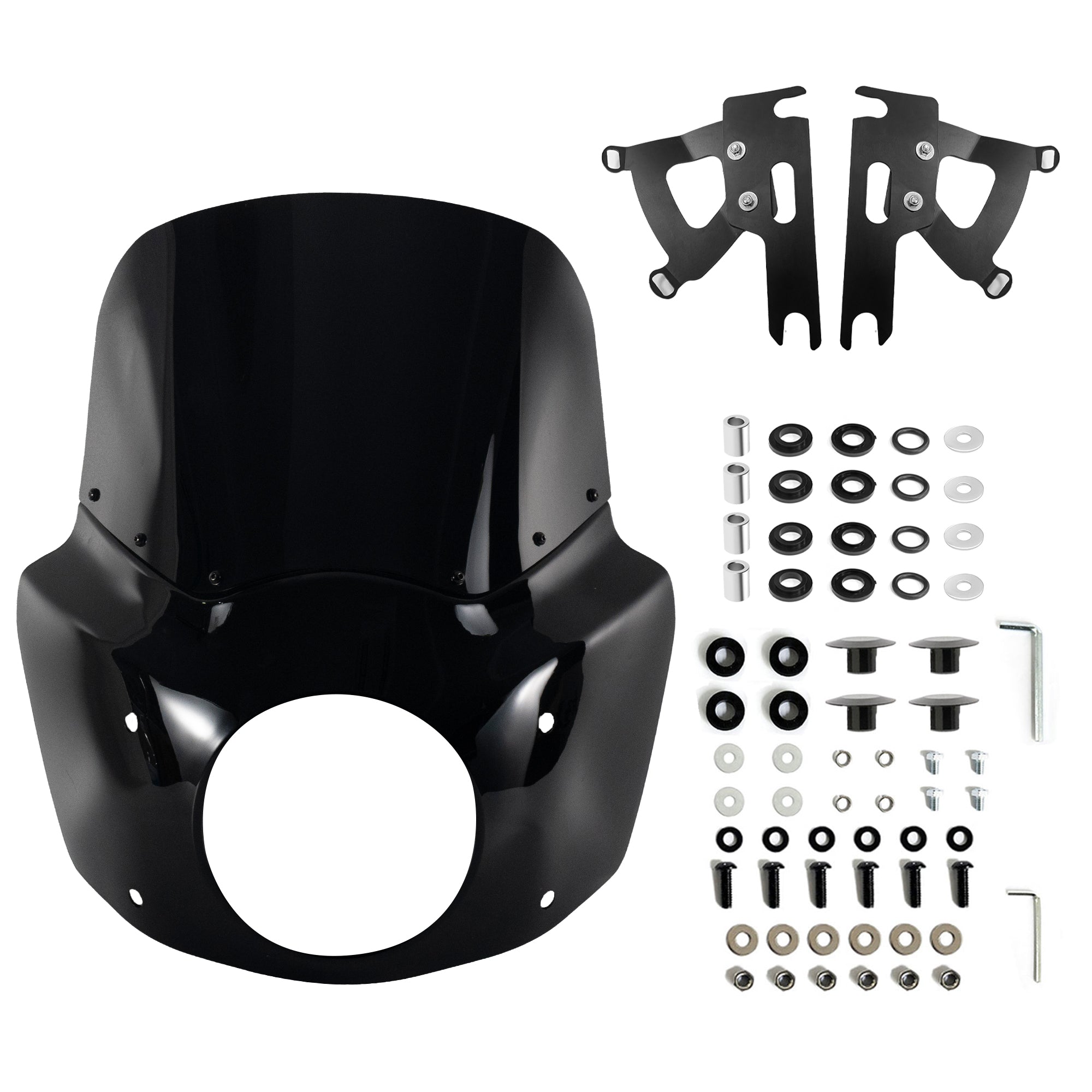 Fat Boy 11" 15" Windshield Road Warrior Fairing Air Deflector Fit 7" Headlight For Harley Fat Boy FLSTF 2000-2017