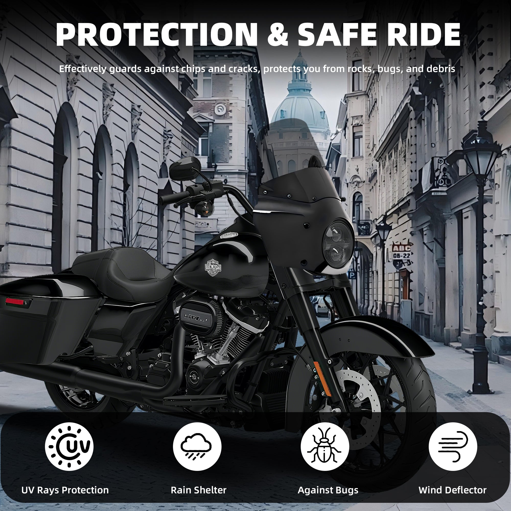 15" Windshield Road King Fairing Fit 7" Headlight For Harley Touring Road King FLHR 1994-2023 Road King Special FLHRXS 2017-2025