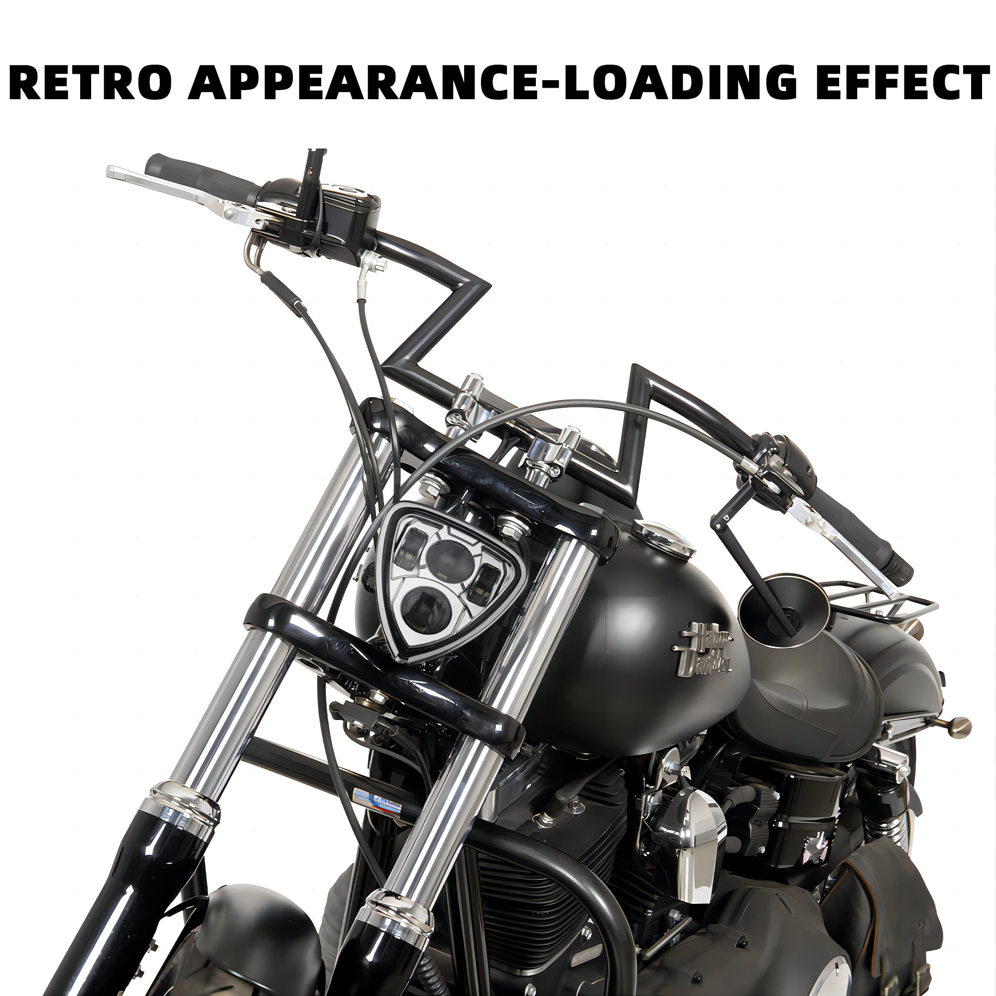 Triangle Motorcycle LED Headlight Motorbike Hi/Lo Beam Headlamp Bottom Mount Head Light Lamp Clear Lens Universal for Harley Kawasaki Honda Yamaha Suzuki Chopper Cafe Racer Bobber