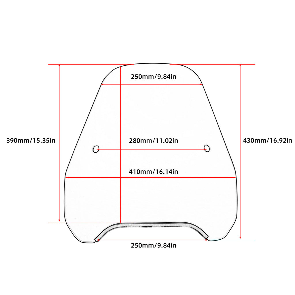 15“ Motorcycle Windshield Universal For Harley Davidson Honda Kawasaki Suzuki Triumph Yamaha Indian Victory