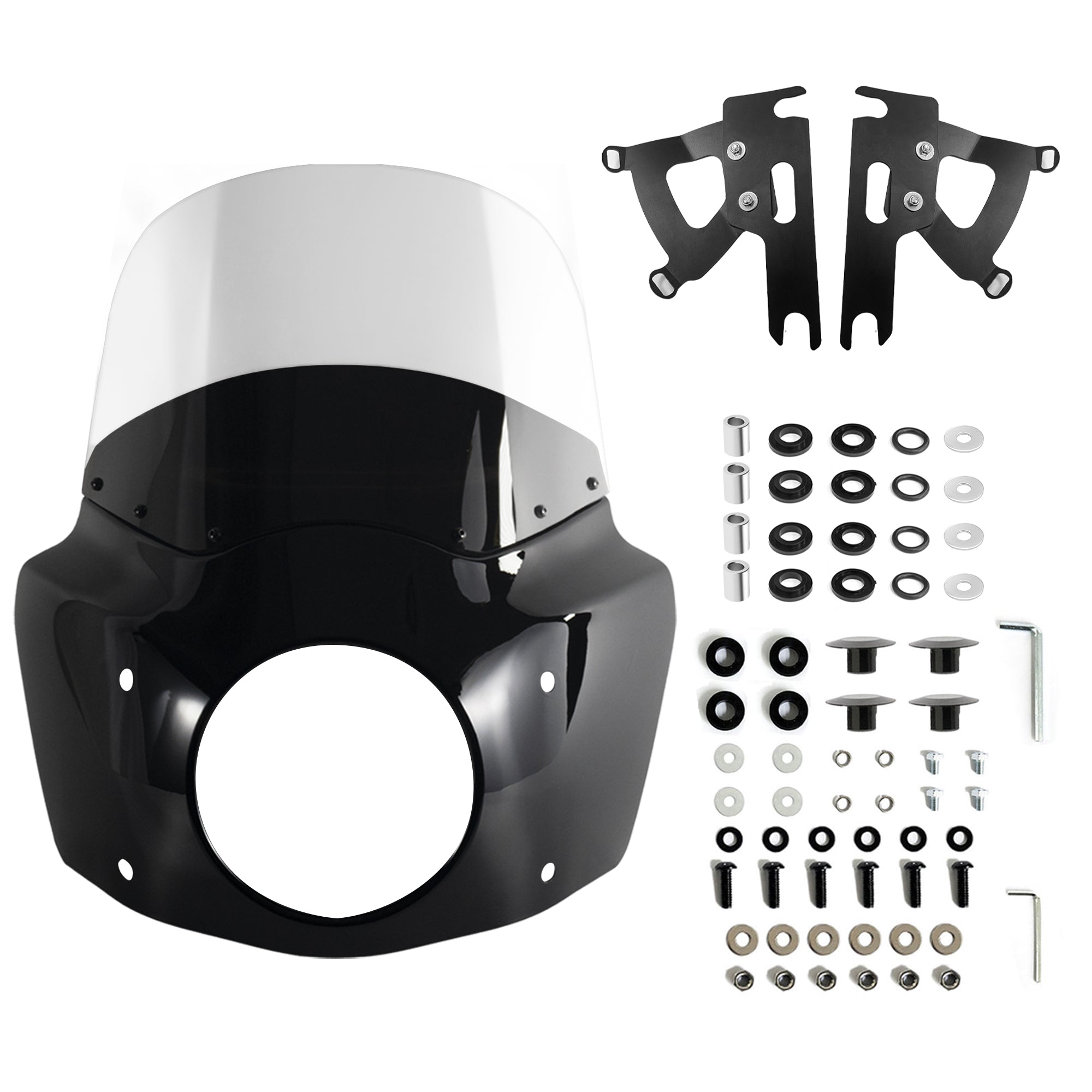 Fat Boy 11" 15" Windshield Road Warrior Fairing Air Deflector Fit 7" Headlight For Harley Fat Boy FLSTF 2000-2017