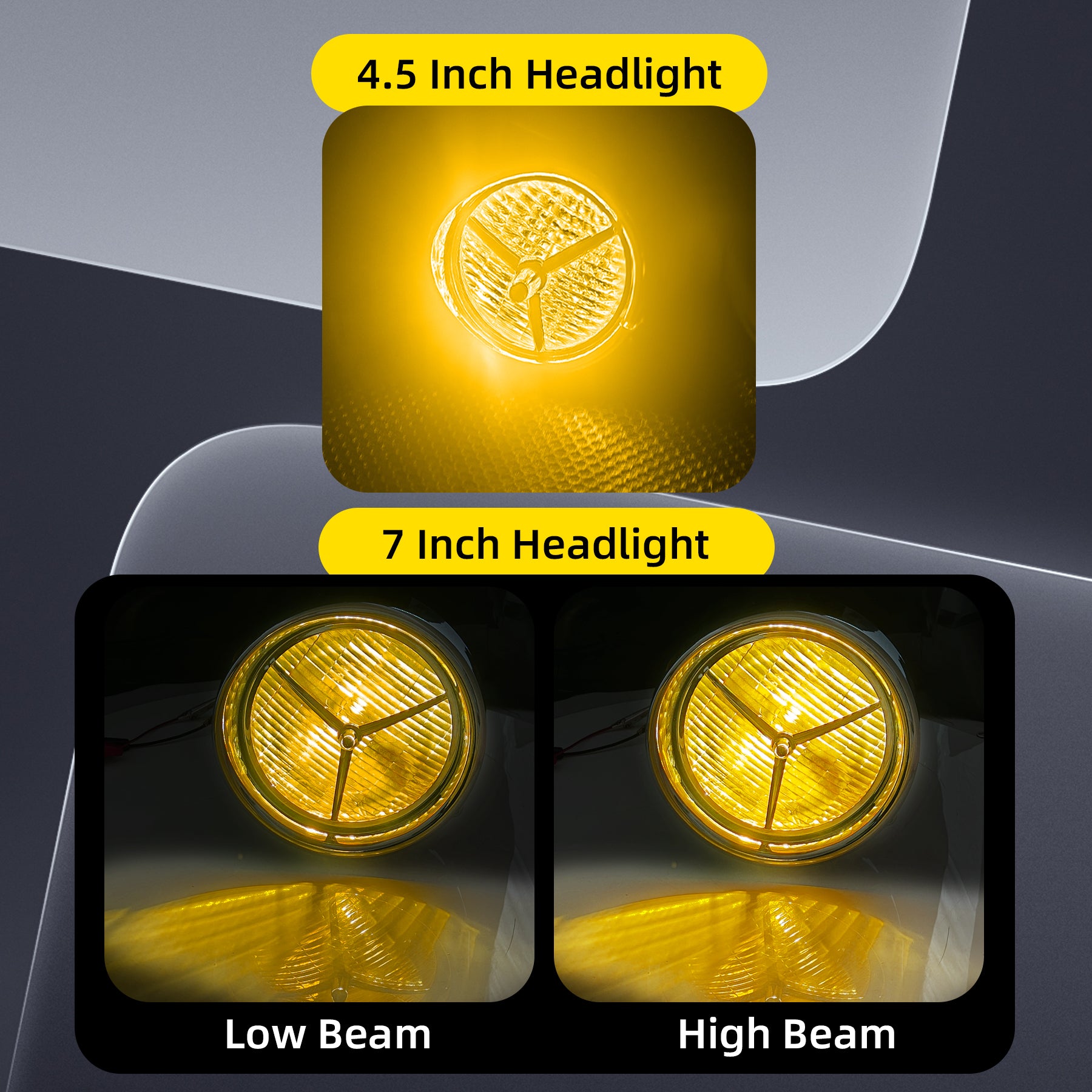 Tri Bar Bullet Style Chrome Headligh with Visor