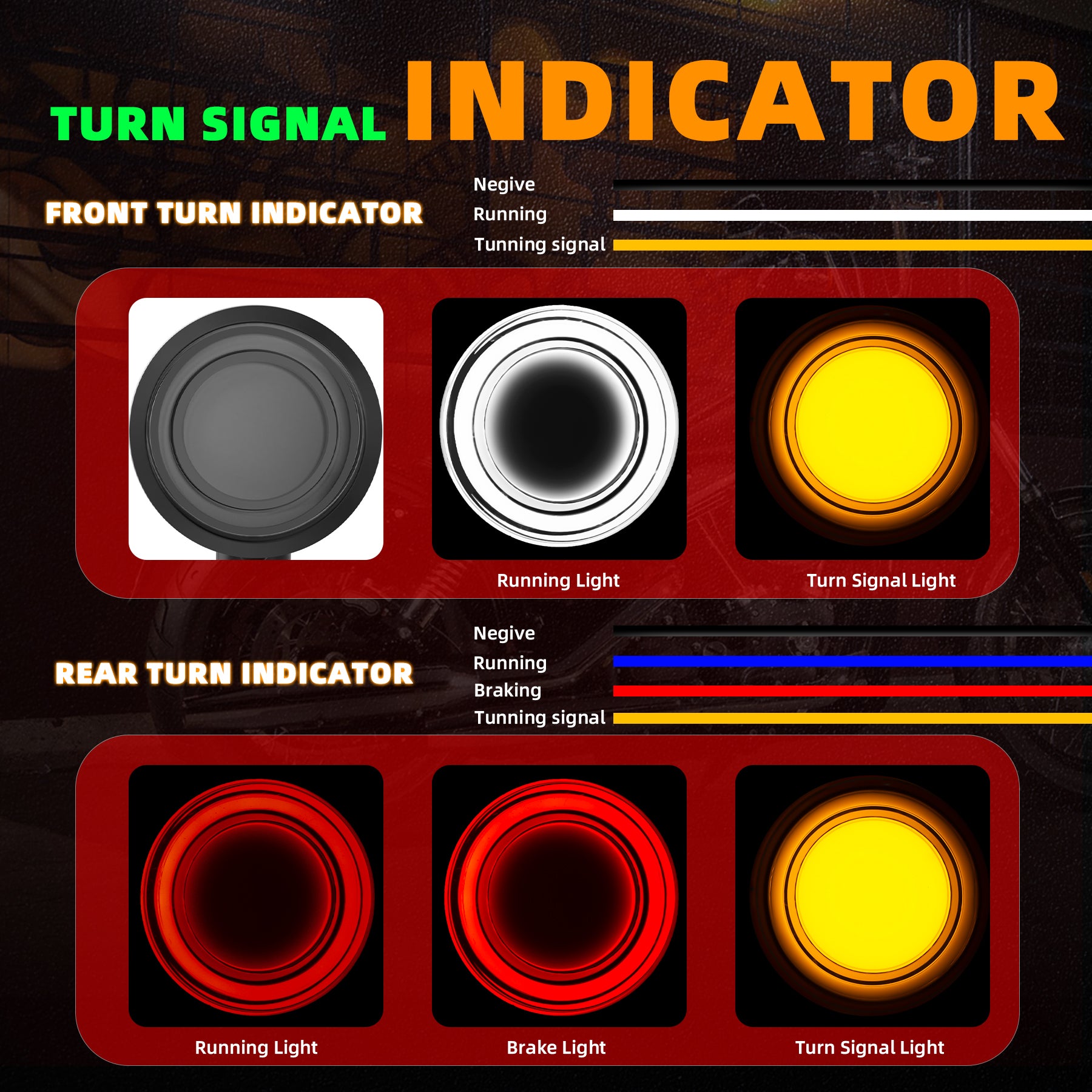 Motorcycle LED Bullet Turn Signals Front Rear Indicato