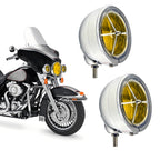 4.5" Motorcycle Auxiliary Lights Motorcycle Fog Lights Led Kit Passing Lamps Spotlights & Housing Bucket with Turbine Lens for Harley Honda Kawasaki Suzuki Yamaha Cruiser(Yellow)