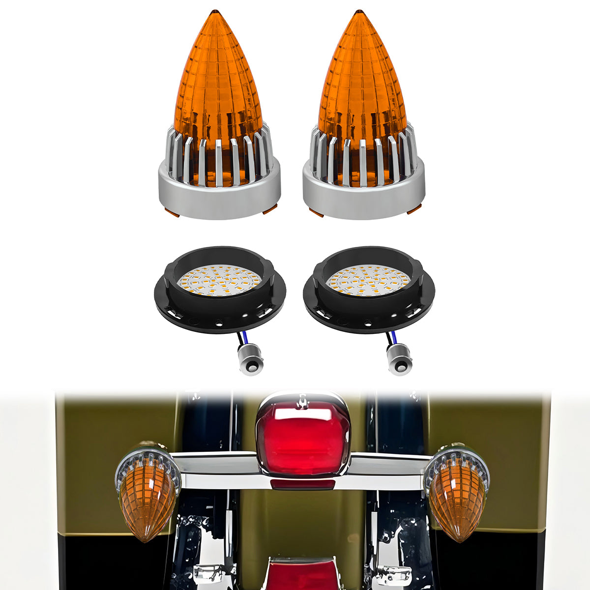 3 1/4" Motorcycle Turn Signal 2 Pack Bullet LED Rear Tail Light for Harley Softail Electra Glide Fatboy Heritage Softail Road Glide Softail Springer Tour Glide