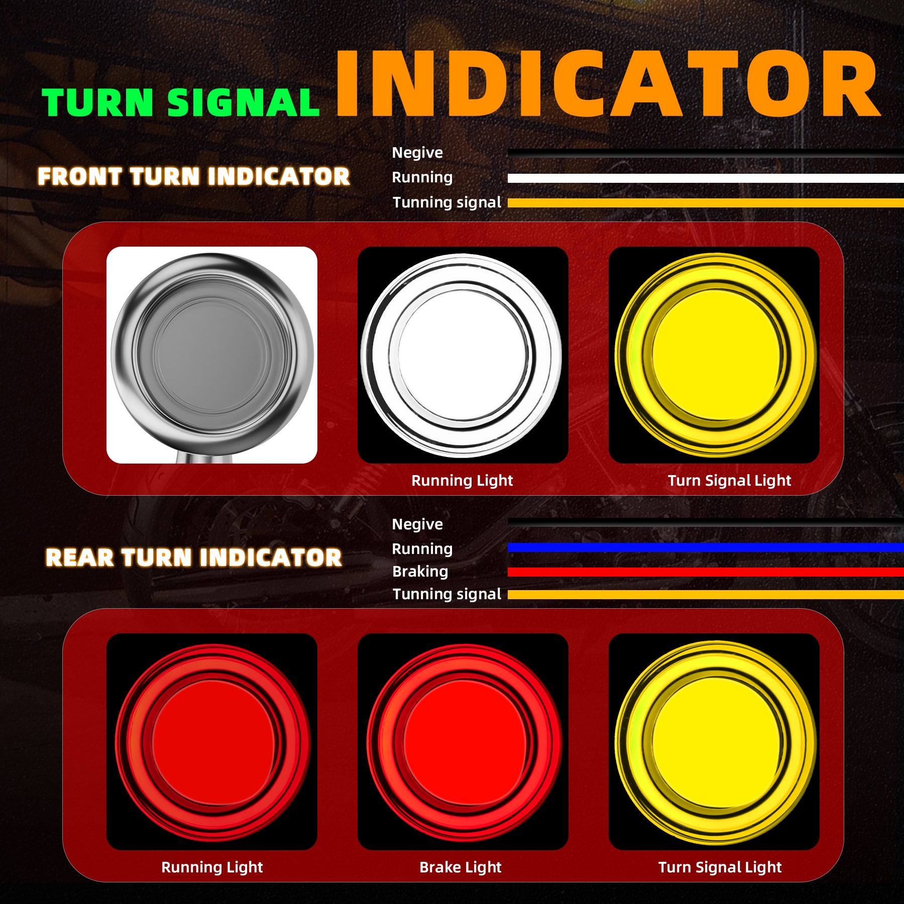 Motorcycle LED Bullet Turn Signals Front Rear Indicator