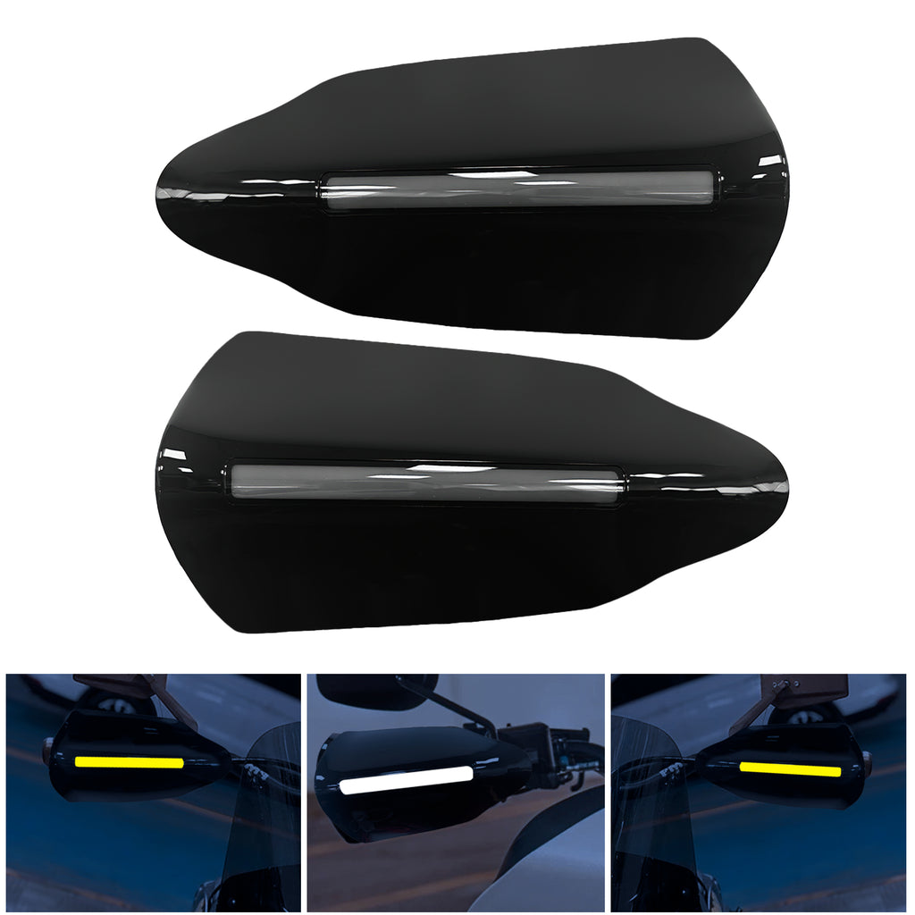 2X Motorcycle Handguards Hand Guards Shield with LED Lights Windproof for Harley