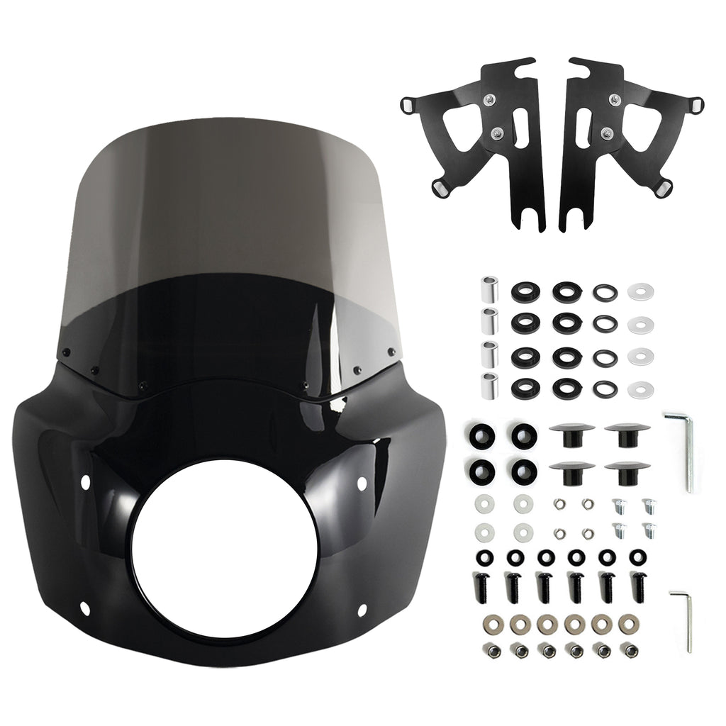 Road Warrior Front Fairing Fat Boy 11" 13" 15" Windshield Fat Boy Fairing Air Deflector Adapt 7" Headlight For Harley Fat Boy FLSTF 2000-2017