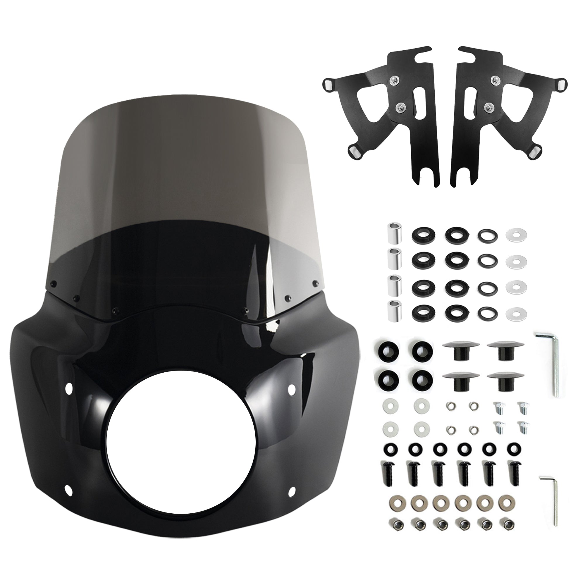 Road Warrior Front Fairing Fat Boy 11" 13" 15" Windshield Fat Boy Fairing Air Deflector Adapt 7" Headlight For Harley Fat Boy FLSTF 2000-2017