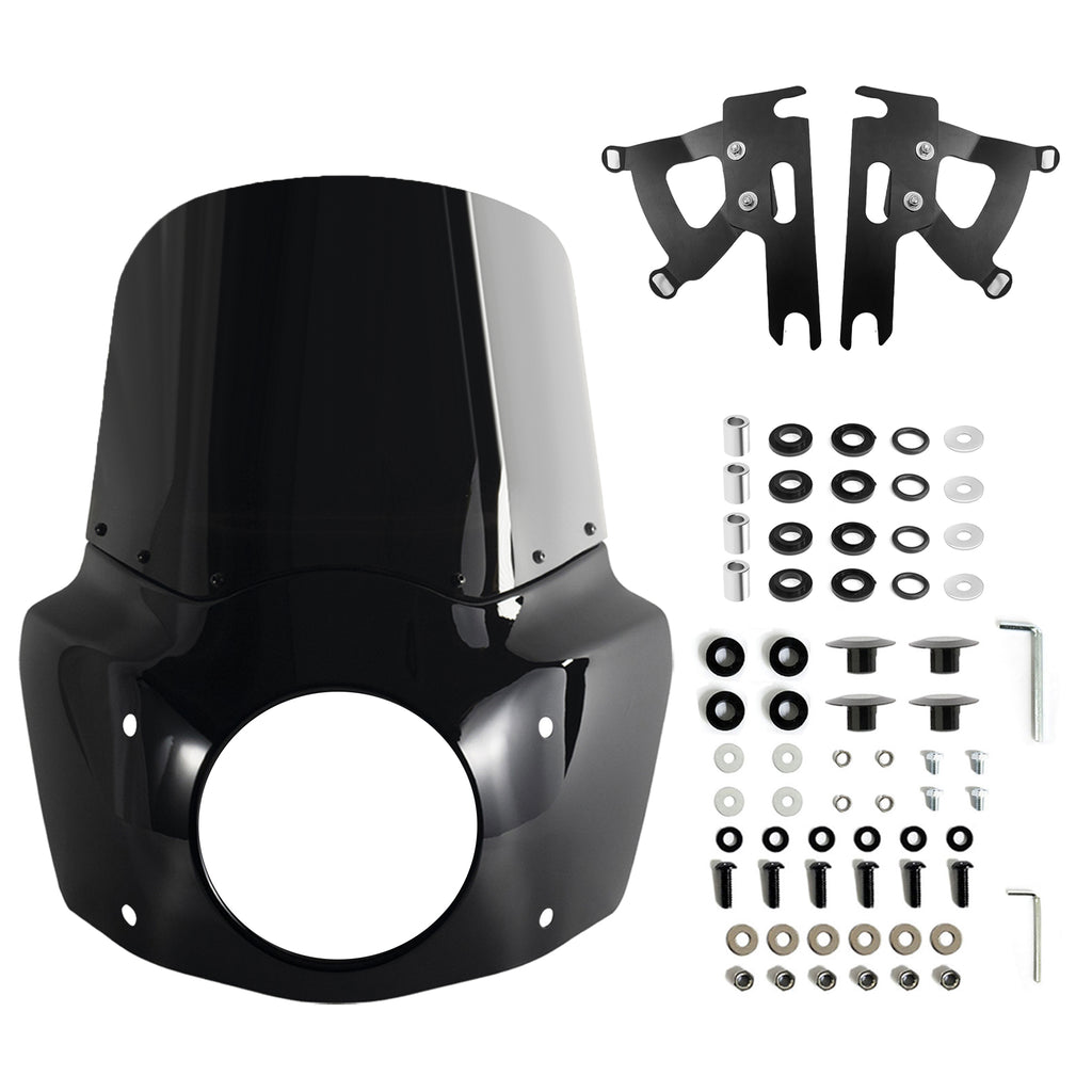 Road Warrior Front Fairing Fat Boy 11" 13" 15" Windshield Fat Boy Fairing Air Deflector Adapt 7" Headlight For Harley Fat Boy FLSTF 2000-2017
