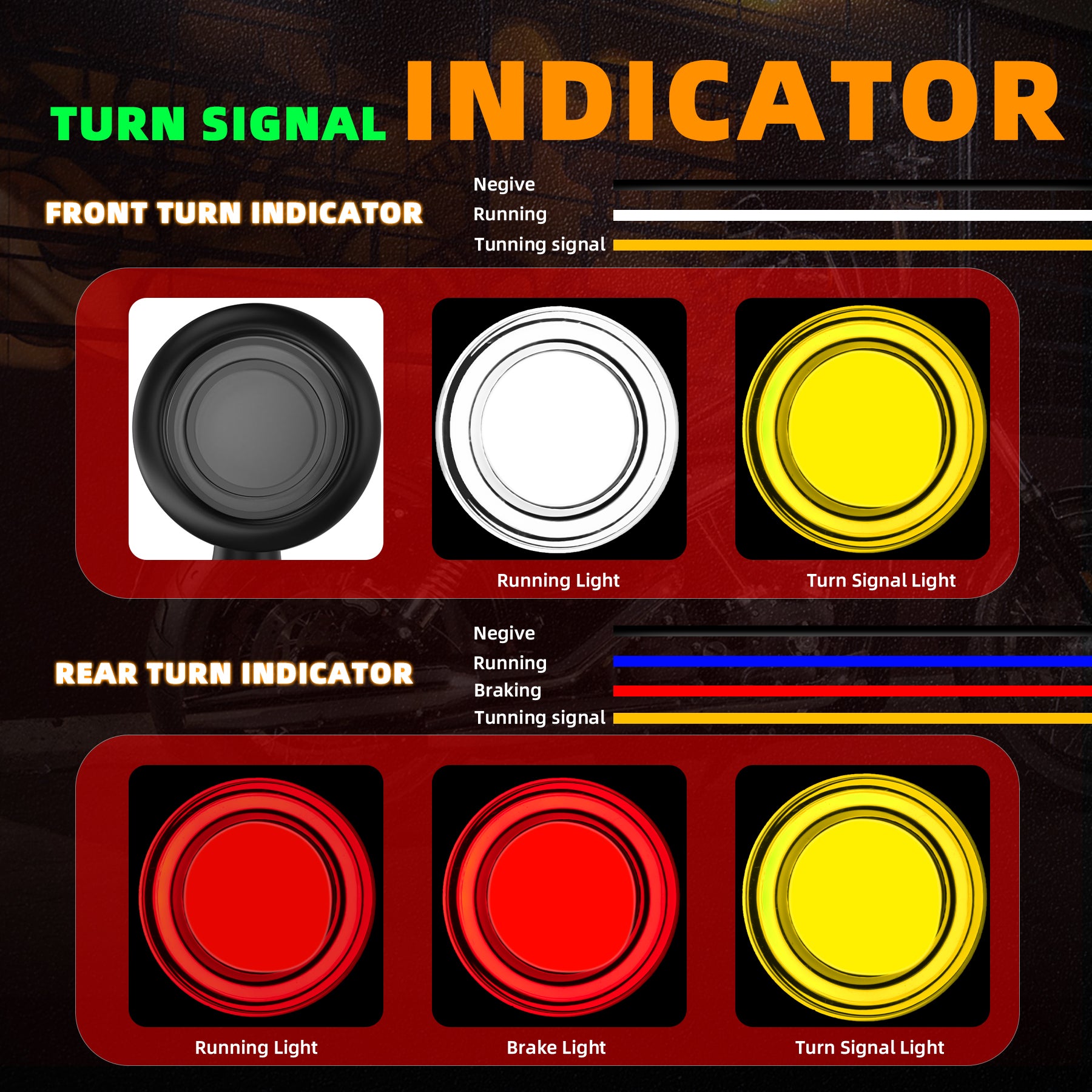 Motorcycle LED Bullet Turn Signals Front Rear Indicator