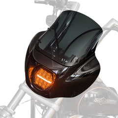 13" Windshield Front Quarter Fairing With 5.75" LED Headlight A Set For Harley Dyna Super Glide  FXDC Low Rider Street Bob FXDB