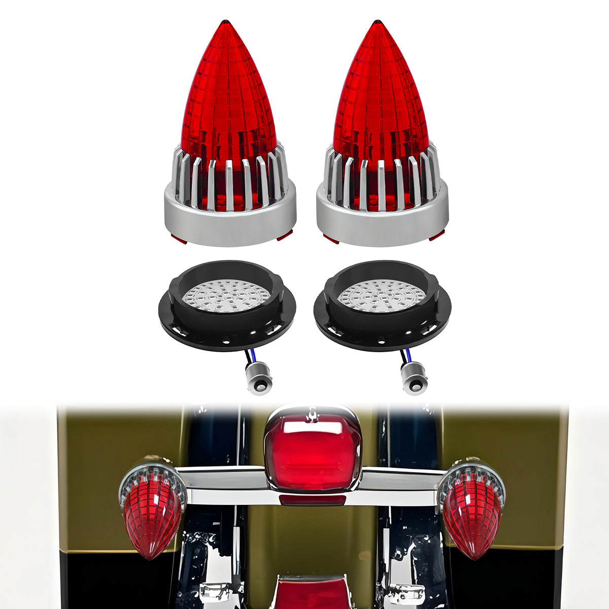 3 1/4" Motorcycle Turn Signal 2 Pack Bullet LED Rear Tail Light for Harley Softail Electra Glide Fatboy Heritage Softail Road Glide Softail Springer Tour Glide