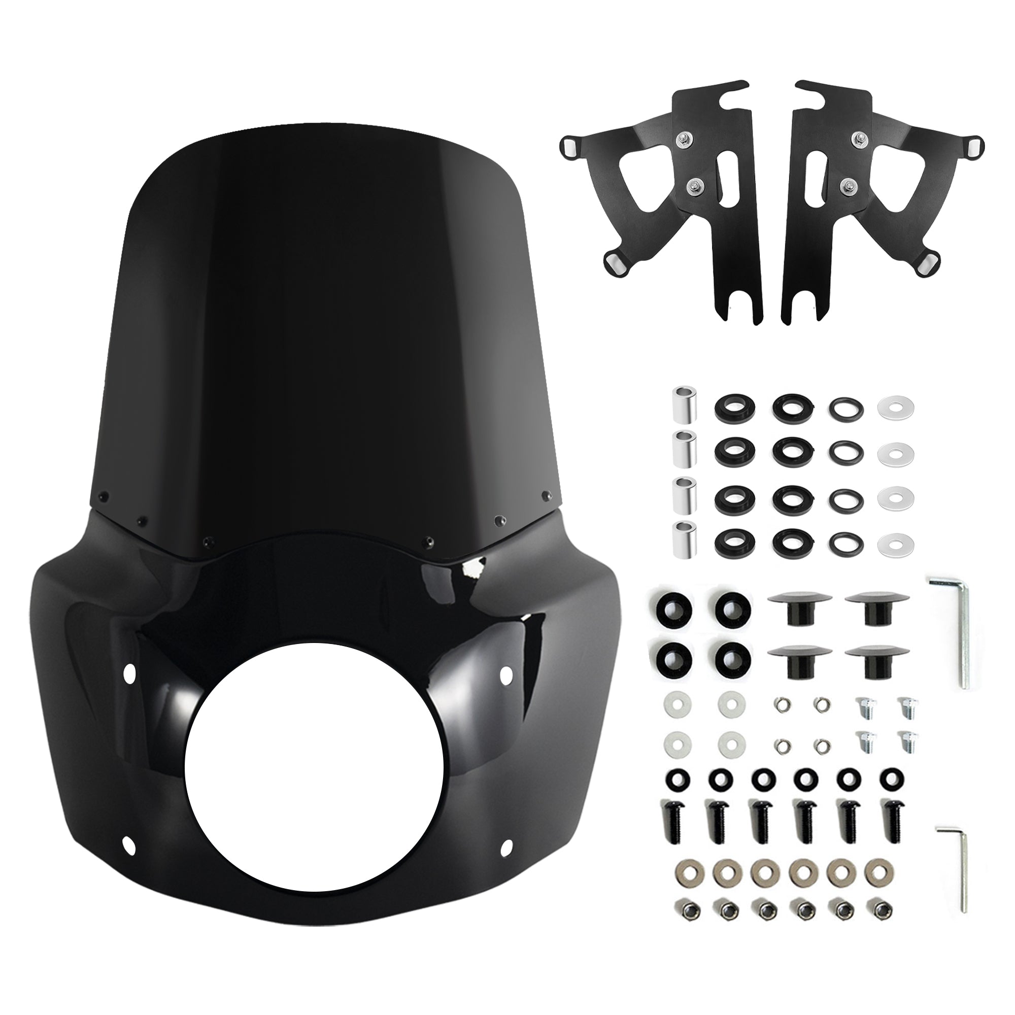 Road Warrior Front Fairing Fat Boy 11" 13" 15" Windshield Fat Boy Fairing Air Deflector Adapt 7" Headlight For Harley Fat Boy FLSTF 2000-2017
